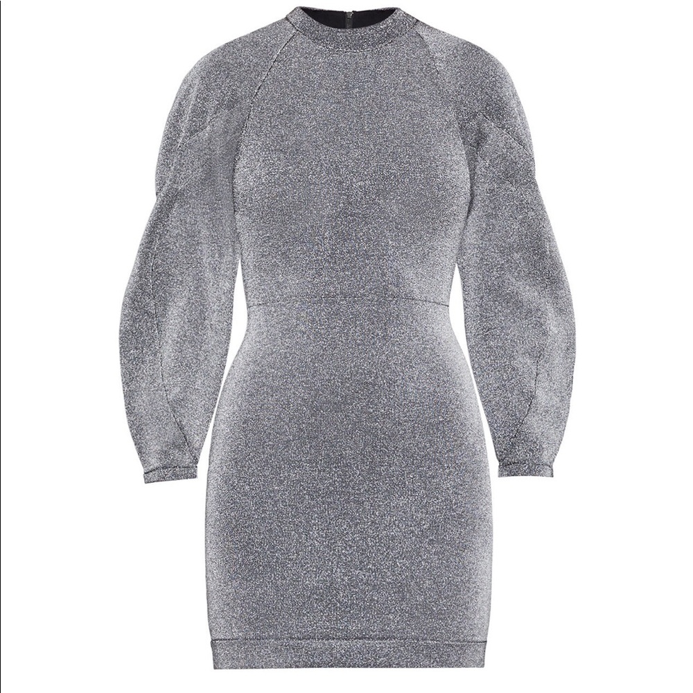 BCBGMaxazria Metallic Bubble Sleeve Dress size M